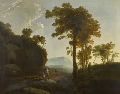 Extensive Landscape With A Shepherd And Shepherdess And Their Flock