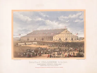 Exterior View Of Coliseum For The Grand National Peace Jubilee Boston Mass June 15 16 17 18 19th 1869