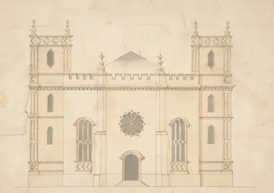 Facade Of A Gothic Revival Church