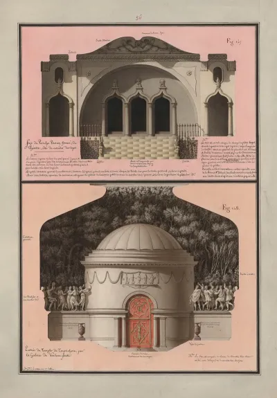 Face Du Porche Persan Ferme Du Theatre Cote Du Corridor Des Loges Entree Du Temple De Terpsichore Par La Galerie De Verdure Feinte