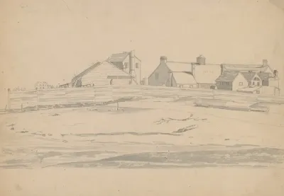 Factory Compound As Seen From The Seashore Perhaps Related To Ipswich Massachusetts