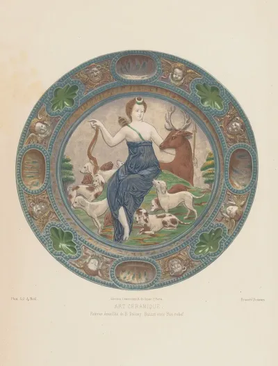 Faience Emaillee De B Palissy Bassin Avec Bas Relief
