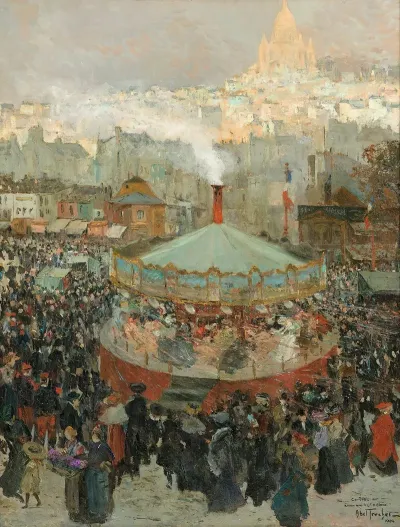 Fairground With The Sacre Coeur In The Background