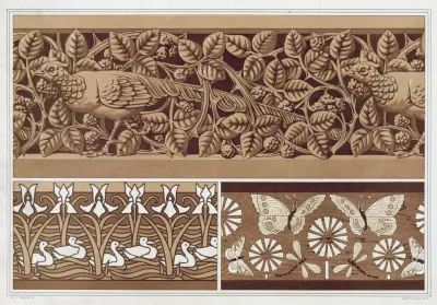 Faisan Et Ronces Bois Sculpte A Jour Papillons Et Libellules Marqueterie Canards Et Iris Pochoir