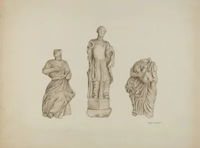 Faith Hope And Charity Stone Figures From Facade Of Mission