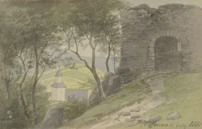 Falkenstein Ansicht Der Ruine Mit Der Kirche Im Tal