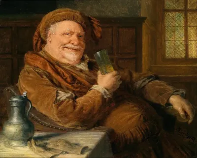Falstaff Mit Zinnkanne Und Weinglas
