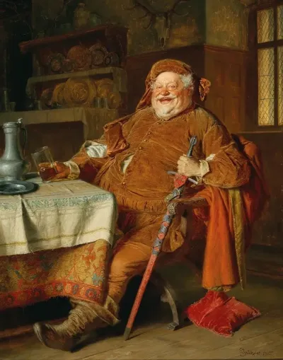 Falstaff With A Sword Wine Jug And Glass