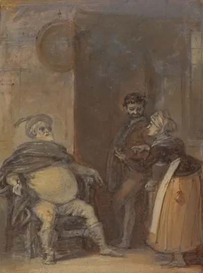 Falstaff With Mistress Quickly And Bardolph