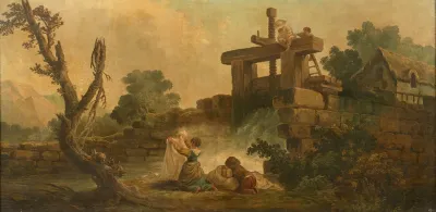 Famille Pres Dun Pont Et Lavandiere Au Lavoir