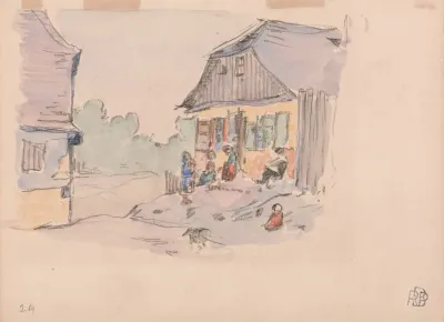 Family Gathered On A Porch Opatow Kielecki Poland