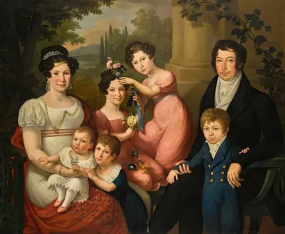 Family Portrait Believed To Be The Borbone Spagna Family Maria Isabella With Her Husband Francis I Of The Two Sicilies With Their Children