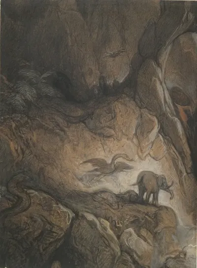 Fantastic Gorge With Animals And Figures