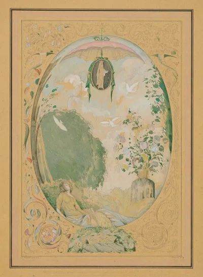 Fantasy And Floral Design For A Frontispiece