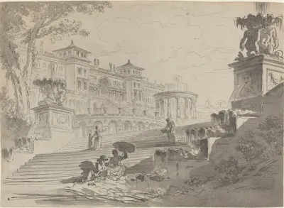 Fantasy On The Villa Medici With Fountains