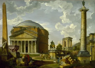 Fantasy View With The Pantheon And Other Monuments Of Ancient Rome