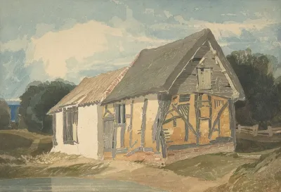 Farm Building By A Pond