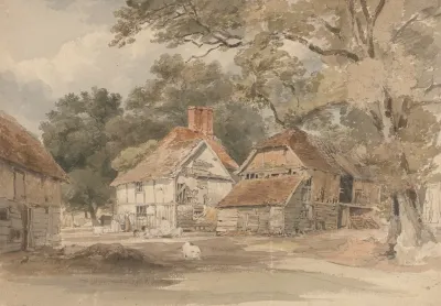 Farm Buildings Among Trees