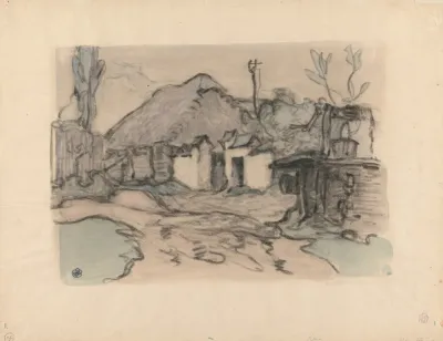Farm Buildings And Well Poland