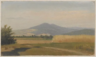 Farm Fields And Mount Sniezka In The Background