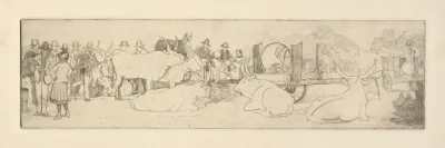 Farm Scene With Bulls
