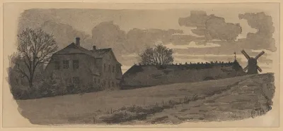 Farm Thatched House And Mill