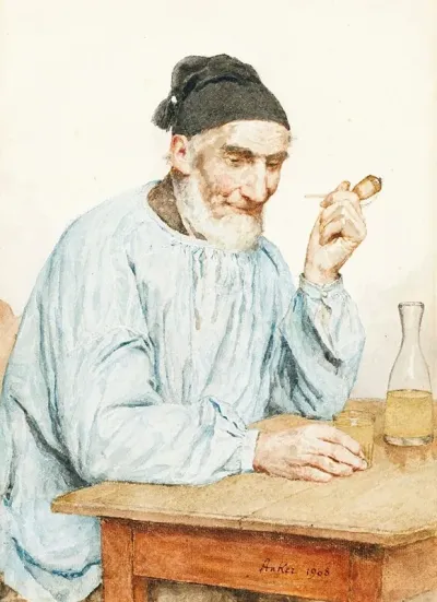 Farmer From Ins At Table