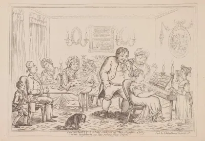 Farmer Giles His Wife Shewing Off Their Daughter Betty To Their Neighbors On Her Return From School