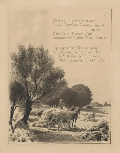 Farmers Work In The Fields Loading Hay Onto A Horse Drawn Cart And Making Haystacks