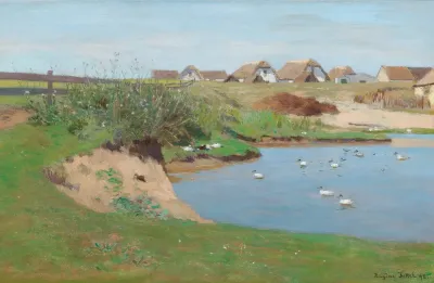 Farmhouses And A Duck Pond In Staatz