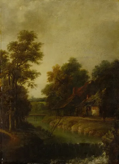 Farms By A River With Rapids