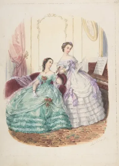 Fashion Study Two Women In Evening Dress