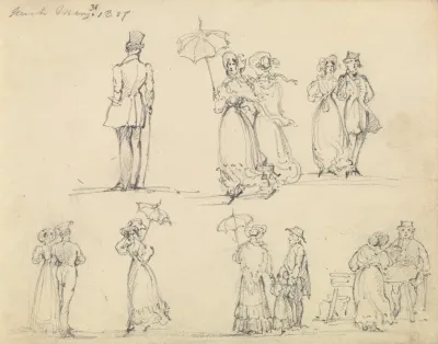 Fashionable Men And Women Promenading