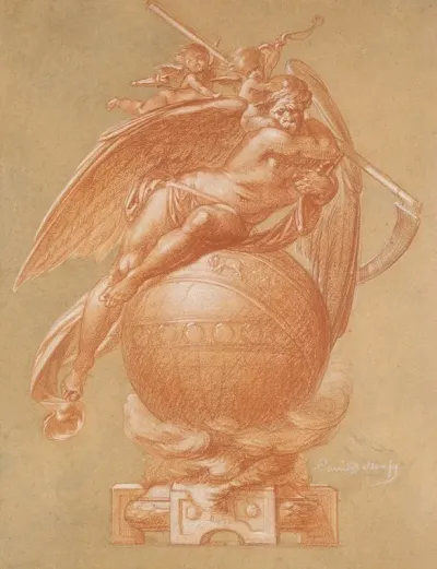 Father Time On A Globe Design For A Clock