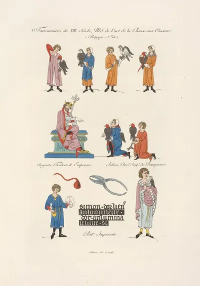 Fauconniers Du Xiii Siecle Ms De Lart De La Chasse Aux Oiseaux Belgique No 213