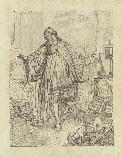 Faust In Seiner Studierstube Mit Dem Giftbecher In Seiner Rechten