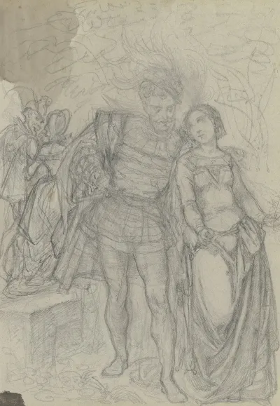 Faust Und Gretchen Im Hintergrund Marthe Und Mephisto