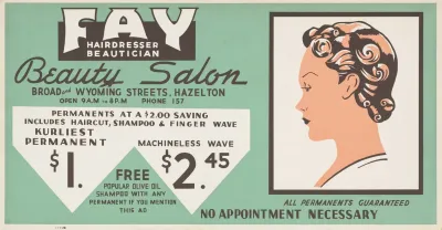 Fay Beauty Salon Advertisement Hazelton Pa
