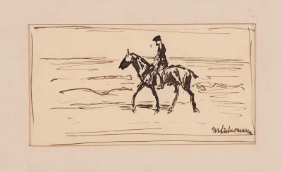 Federzeichnung Reiter Am Strand