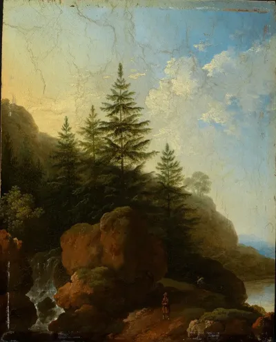 Felsige Gebirgslandschaft Mit Wasserfall
