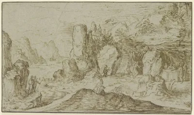 Felsige Kustenlandschaft Mit Figuren