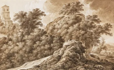 Felsige Landschaft Mit Turm