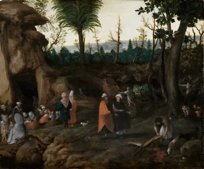 Felslandschaft Mit Nomadenfamilien