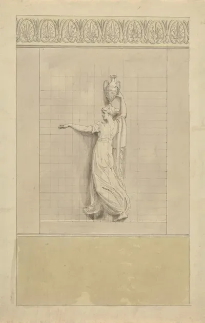 Female Figure Carrying Water Jug On Her Head