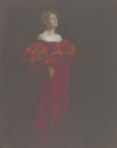 Female Figure In Blue And Pink