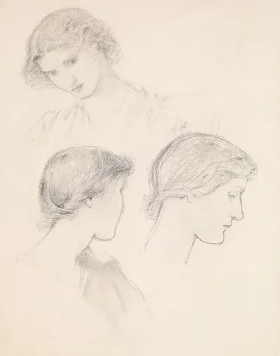Female Head Study Of A Girl Three Studies