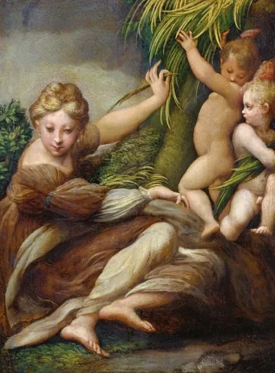 Female Martyr With Angels Saint Catherine Of Alexandria