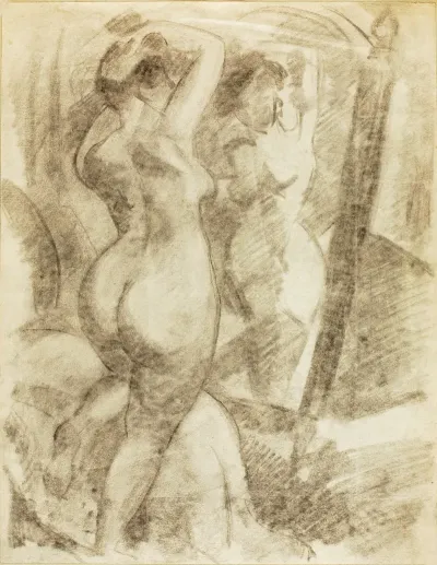 Female Nude Before Mirror
