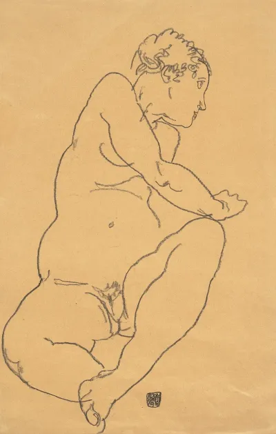 Female Nude Bending To The Left