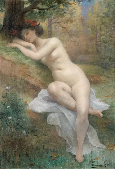 Female Nude In A Forest Landscape